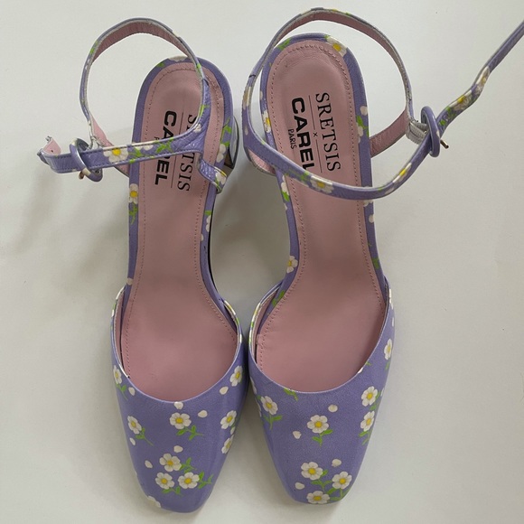 NWT Carel Paris Daisy print leather sandals - Picture 3 of 4